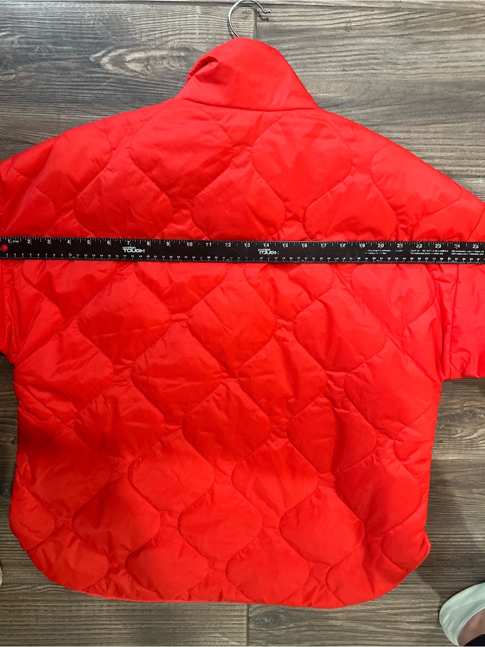 Quilted Oversized Packable Half Zip Pullover Jacket - Red Orange - Picture 12 of 16